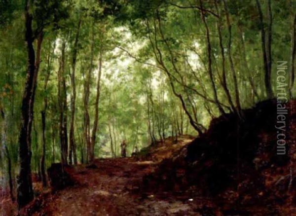 Waldinterieur Aus Dem Muhlthal Bei Munchen Oil Painting - Philipp Roeth