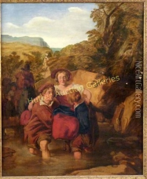 The Ford ('crossing The Ford') Oil Painting - William Mulready
