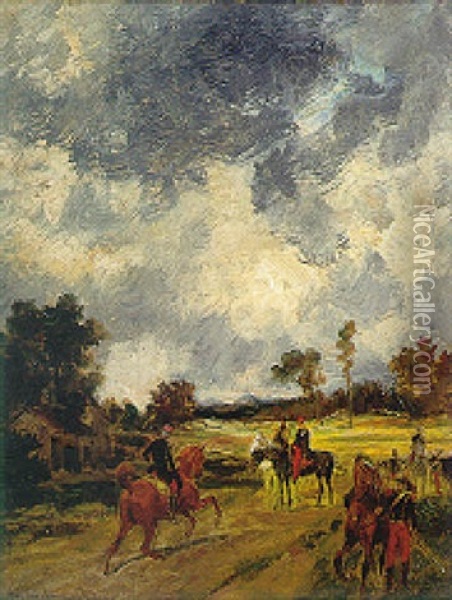 Rendez-vous Des Cavaliers Oil Painting - John Lewis Brown