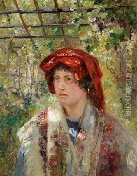 Madchen In Der Pergola Oil Painting - Marie Egner