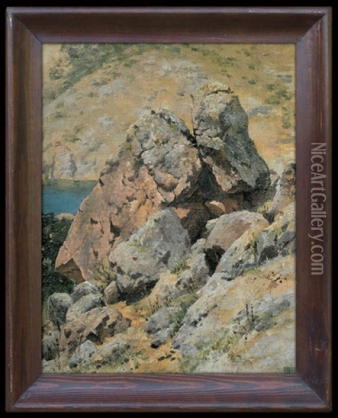 Sea Shore Rocks Oil Painting - Ferdynand Ruszczyc