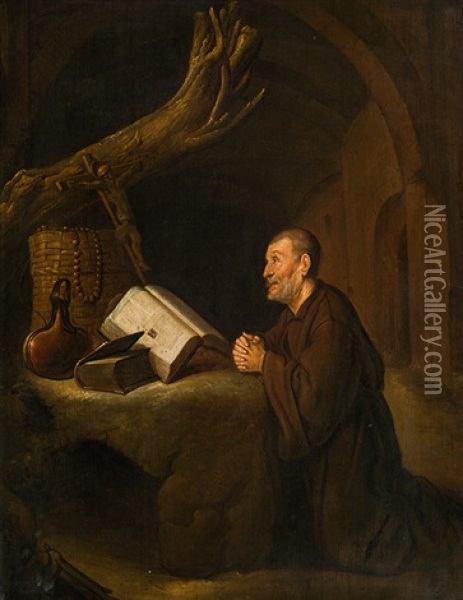 Praying Hermit Oil Painting - Quiringh Gerritsz van Brekelenkam