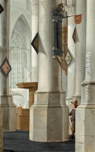 Kircheninterieur (wohl Laurenskerk In Rotterdam) Oil Painting - Daniel de Blieck