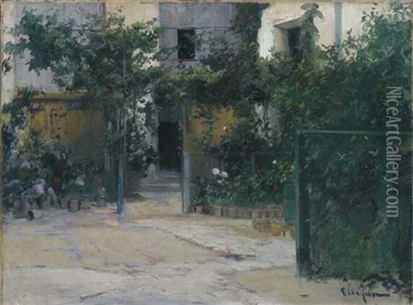 The Artist's Terrace Oil Painting - Eliseo Meifren y Roig