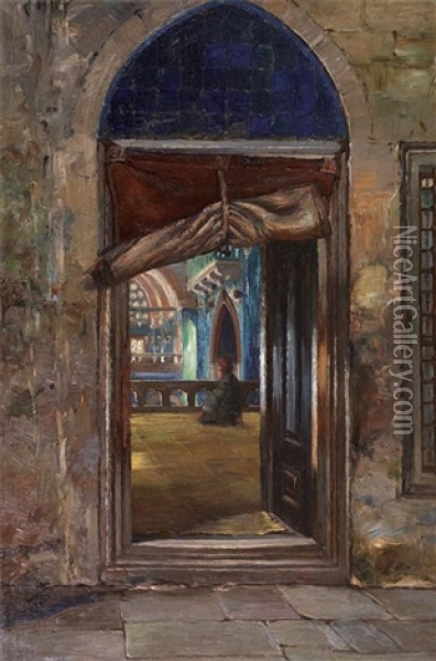 Cami Kapisi Oil Painting - Sevket Dag
