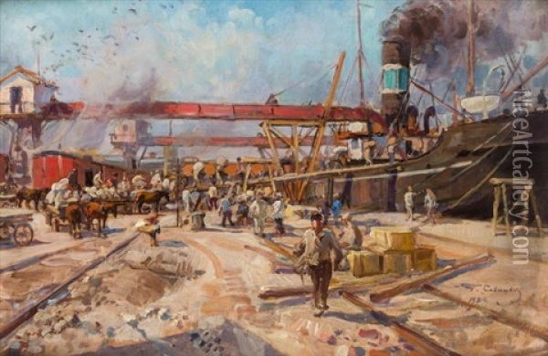 Port In Odessa Oil Painting - Georgiy Konstantinovich