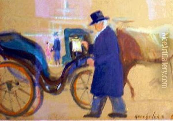 Horse And Carriage, New York City Oil Painting - George Luks