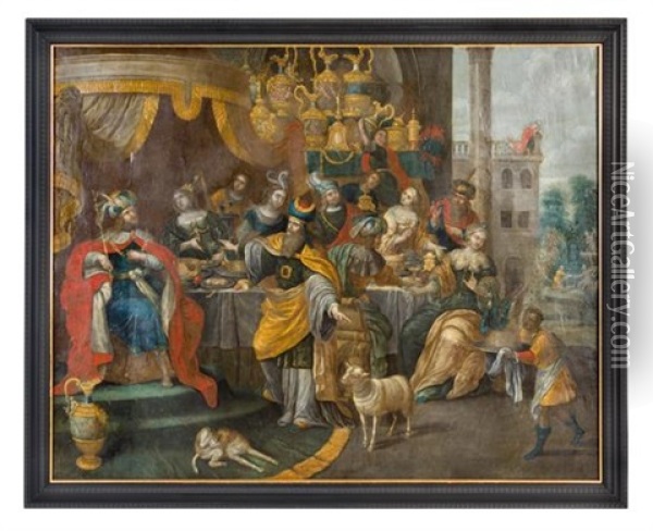 The Feast Of Esther (two Works + 5 Others; Total 7 Works) Oil Painting - Frans Francken the Younger