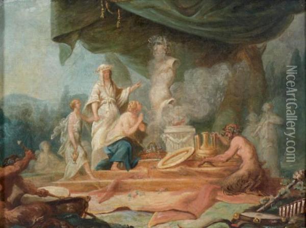 Sacrifice A Pan Oil Painting - Jean Bernard Restout