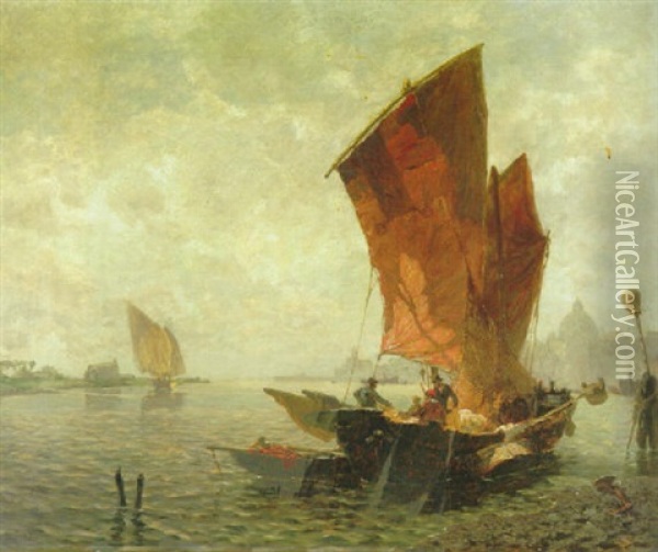 Fischerboote In Der Venezianischen Lagune Bei Chioggia Oil Painting - Ludwig Dill