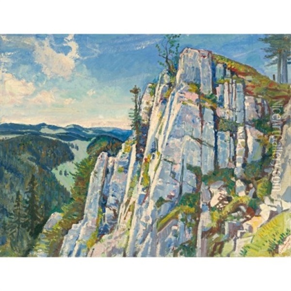 La Falaise (mountain Range) Oil Painting - Charles L'Eplattenier