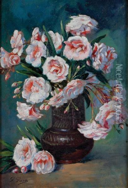 Jarro Con Flores (mercadelas) Oil Painting - Jose Jara