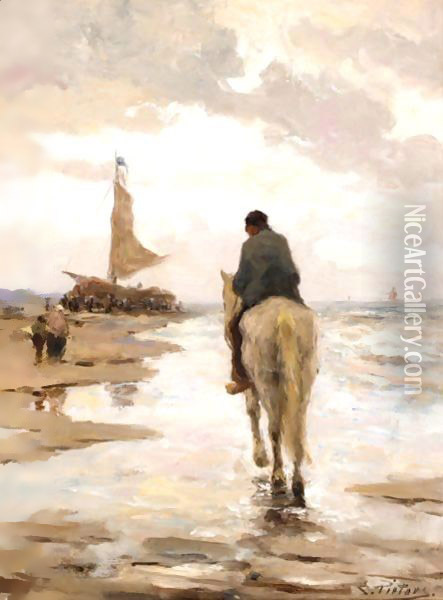 Riding Along The Shore Oil Painting - Evert Pieters