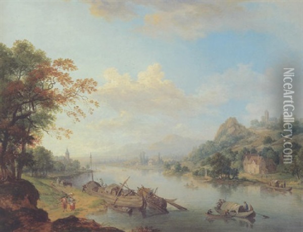 Rheinlandschaft Oil Painting - Dirk Dalens the Younger