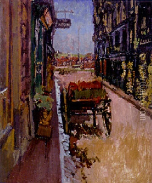 Rue St. Jean, Dieppe: The Handcart (or The Basket Shop) Oil Painting - Walter Sickert