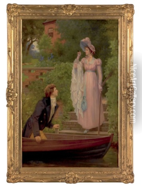 A Courting Couple Oil Painting - Albert Joseph Penot