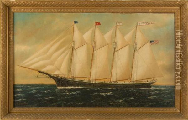 The Four-masted Ship Tecumseh Oil Painting - William Pierce Stubbs