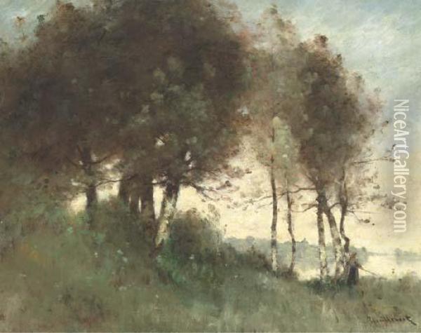 Au Bord D'une Mare Dans La Foret Oil Painting - Paul Trouillebert