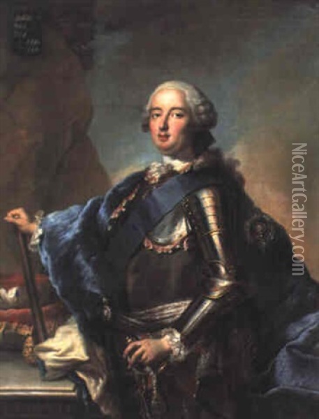 Portraet Af Kurfyrste Maximillian Iii Josef Af Bayern I Rustning Oil Painting - Jean Marc Nattier