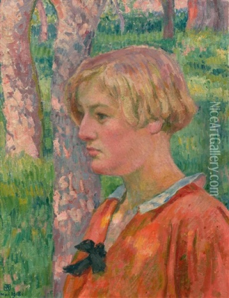 Portrait De Monique Schlumberger Oil Painting - Theo van Rysselberghe