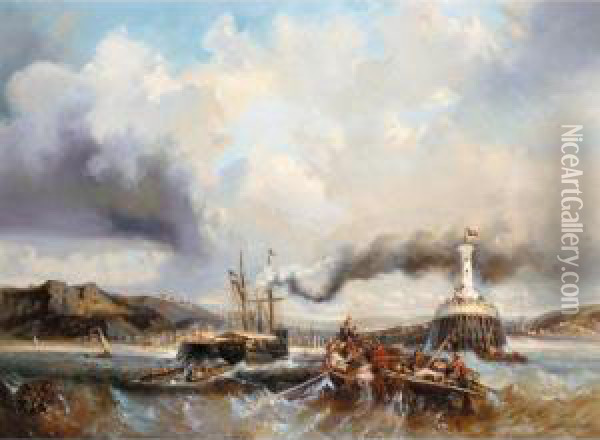 Return Of The Fishermen Oil Painting - Eugene Deshayes