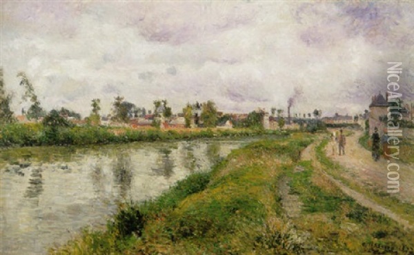 Les Bords De L'oise Oil Painting - Camille Pissarro