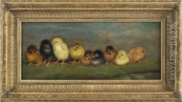Nine Chicks Oil Painting - Ben Austrian