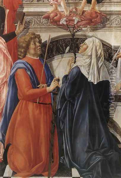 The Coronation of the Virgin (detail 2) 1472-73 Oil Painting - Francesco Di Giorgio Martini