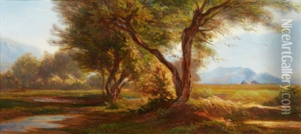 Deux Arbres Au Milieu De La Prairie Oil Painting - Andre Giroux