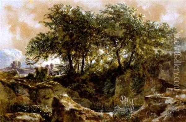 Waldparthie Beim Runkelstein Im Sarnthale Oil Painting - Gustav Seelos