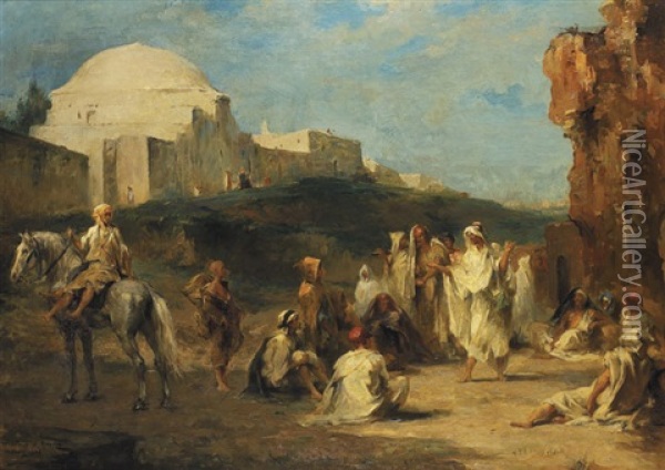 Le Conteur Berbere Oil Painting - Henri Leopold Levy