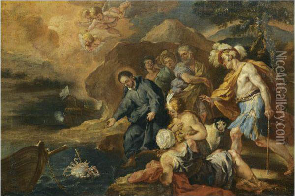 The Miracle Of Saint Francis Xavier And The Crab Oil Painting - Francesco Solimena