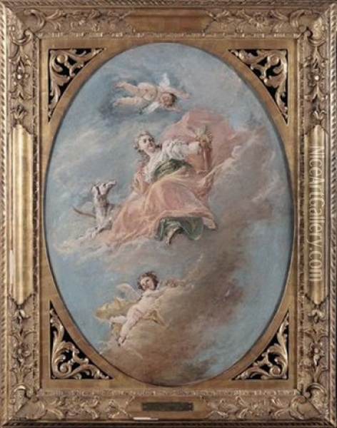 Diana Con Putti Tra Le Nubi Oil Painting - Gaspare Diziani