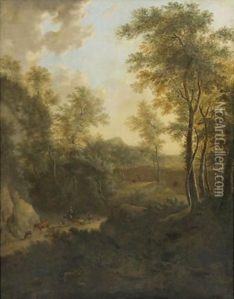 A Pastoral Landscape Oil Painting - Frederick De Moucheron