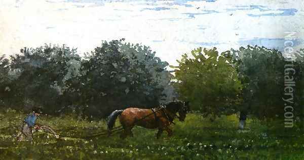 Horse and Plowman, Houghton Farm Oil Painting - Winslow Homer