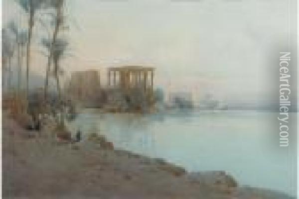 Isle Of Philae Oil Painting - Augustus Osborne Lamplough