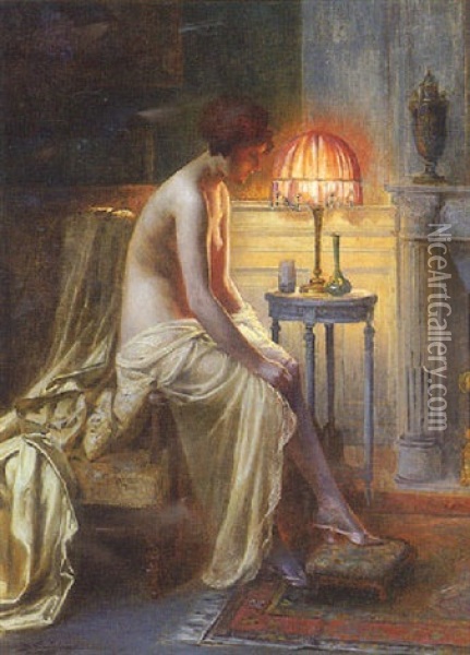 Femme Dans Un Interieur Oil Painting - Delphin Enjolras