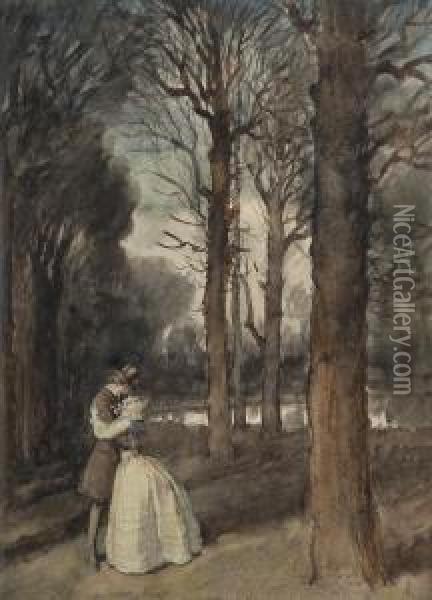 The Lovers In The Forest Oil Painting - Hugh Thomson