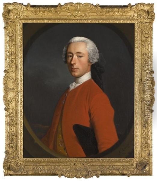 Portrait Of Sir George Hay-makdougall, 3rd Bt. (1705-77), Half-length, Wearing A Red Coat Over An Embroidered Waistcoat Oil Painting - Allan Ramsay