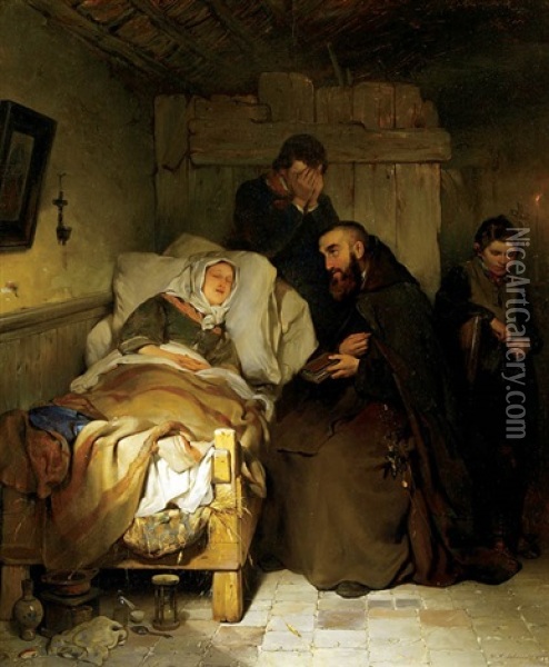 Bedside Vigil Oil Painting - Willem Hendrik Schmidt