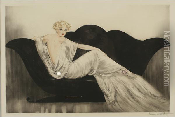 Sofa Oil Painting - Louis Icart