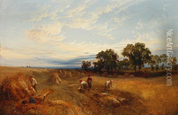 A Surrey Harvest Oil Painting - George Cole, Snr.