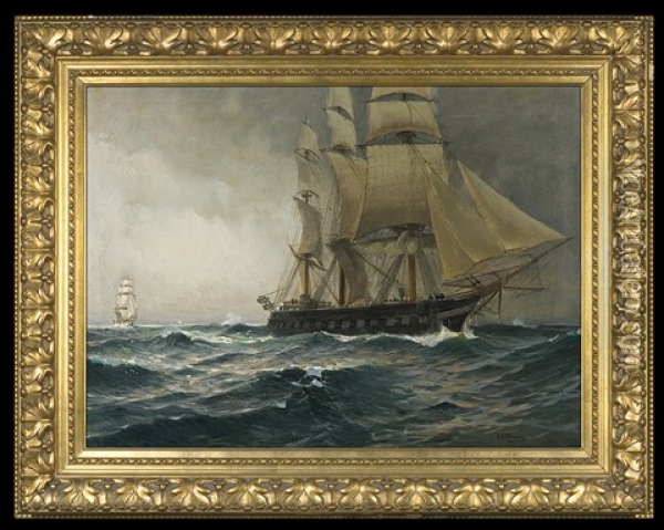 Sail-ships Oil Painting - Emil (Friedrich) Neumann