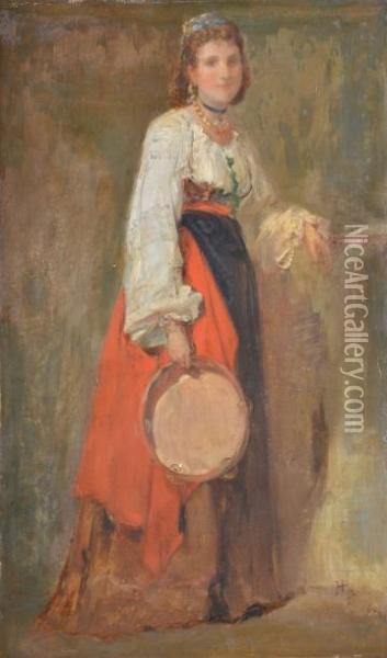 Italienne Au Tambourin Oil Painting - Henri Alexandre Georges Regnault
