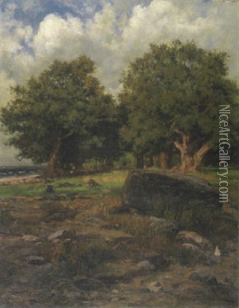 Eichen Am Strand Des Ammersees Oil Painting - Graf Friedrich Wilhelm Buelow von Dennewitz