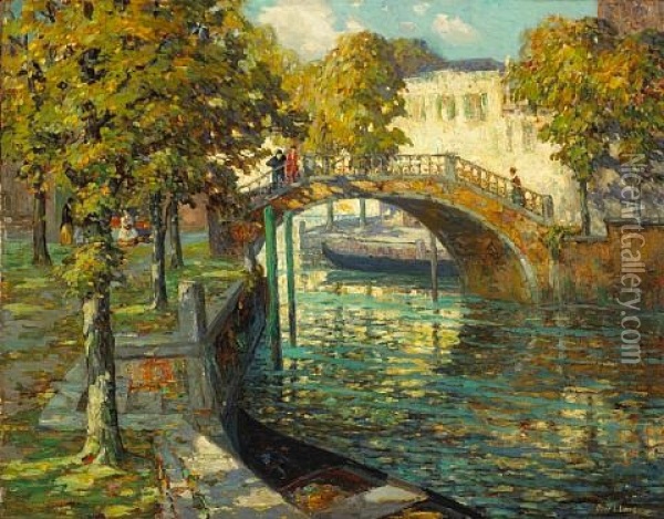 Canal Scene Oil Painting - Ossip Leonovitch Linde