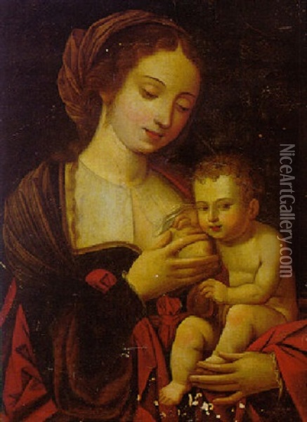 The Virgin And Child Oil Painting -  Master of the Parrot