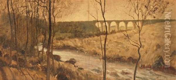 Viadukt Bei Weimar Oil Painting - Wilhelm Carl August Zimmer