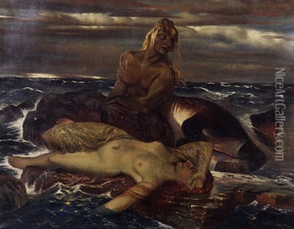 Triton Und Nereide Oil Painting - Arnold Boecklin