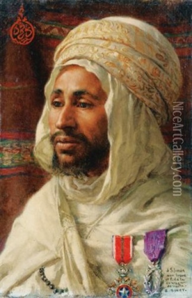 Portrait De Sliman Ben Ibrahim Oil Painting - Alphonse Etienne Dinet